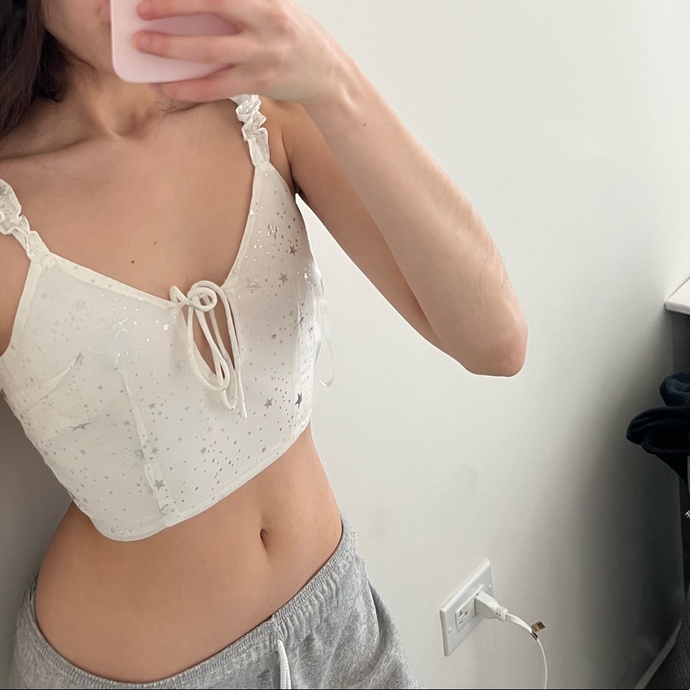 Superdown white and silver star shirt bought from revolve